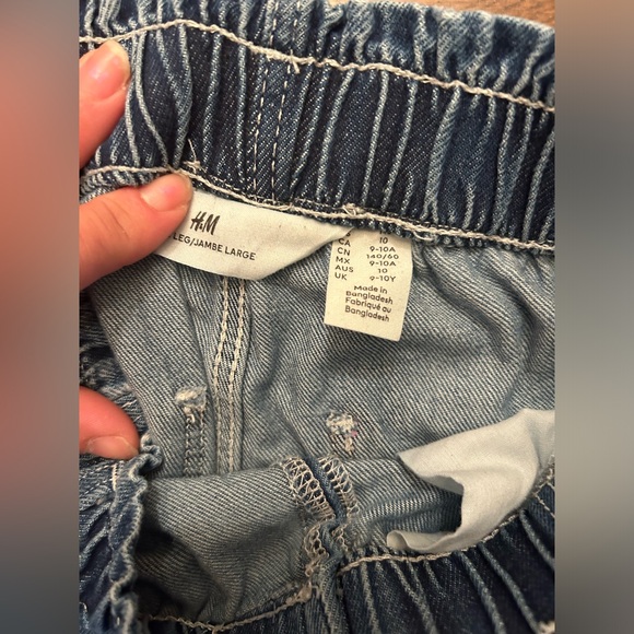 H&M kids girls size 10 wide leg trendy jeans elastic waist - Picture 3 of 6